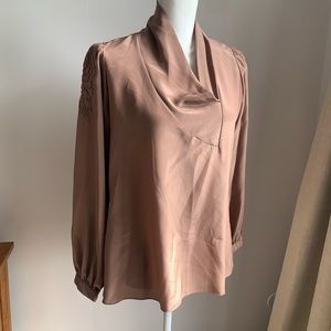 Vintage Rina Blouse Slight Cowl Asymmetrical Neckline Embroidered Shoulders